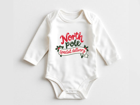 North Pole special delivery Newborn Christmas Outfit | First Christmas Baby Gift
