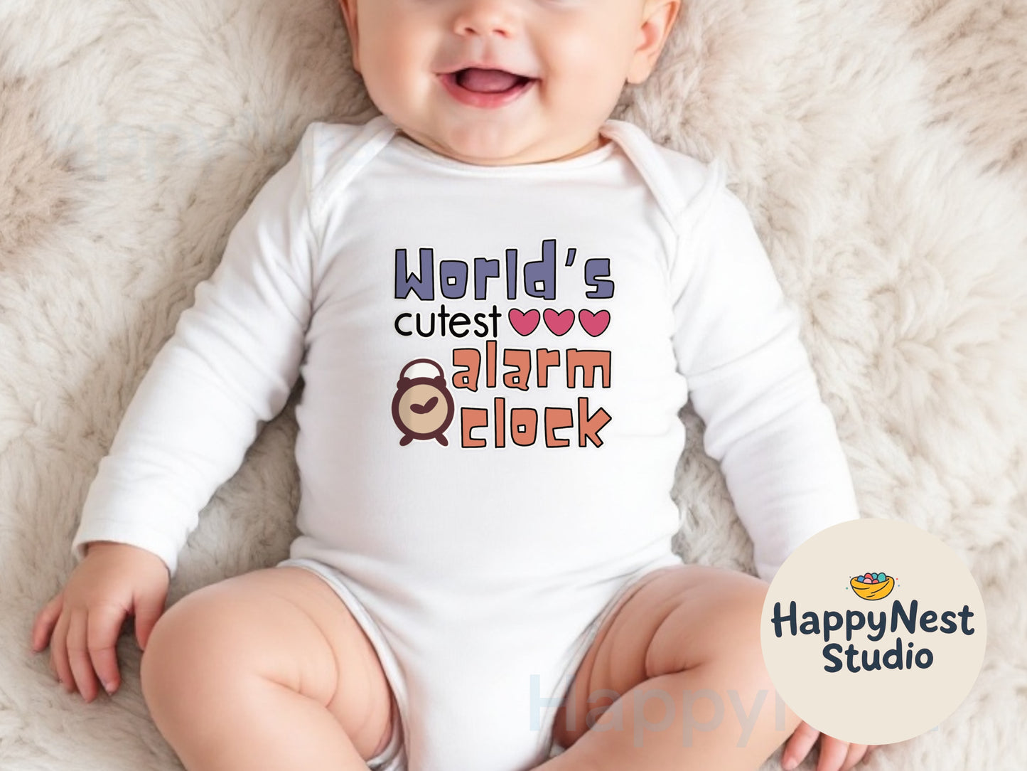 World’s cutest alarm clock baby bodysuit| cute baby bodysuit| funny baby outfit| neutral baby onesie®️