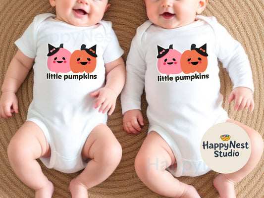 Little pumpkins twins onesie | Halloween baby onesie | twins onesies girls| my first Halloween | twins baby shower| newborn twin Halloween
