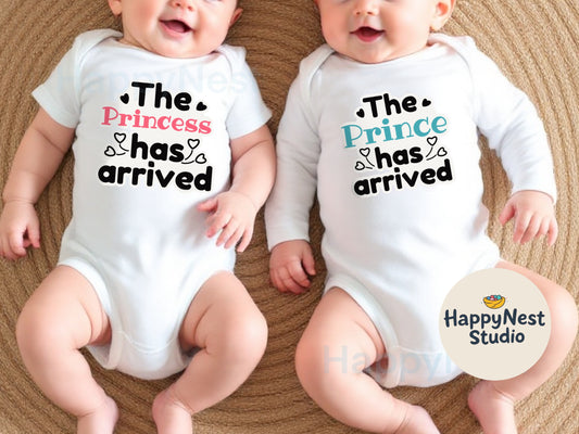 The prince has arrived - The princess has arrived- baby shower gift for newborn baby