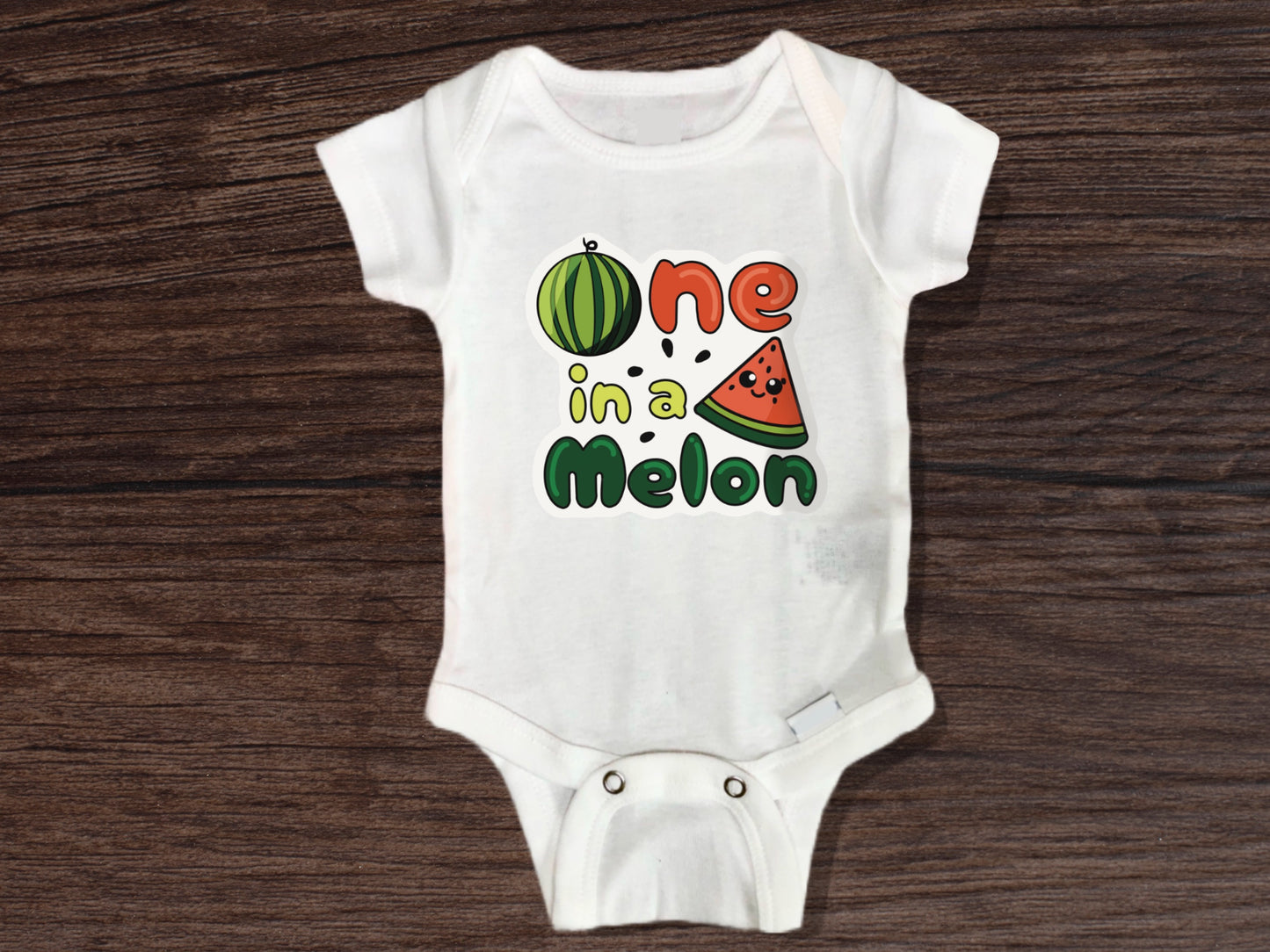 One in a melon onesie - gender neutral fruit baby clothes - fruit themed baby shower gift idea