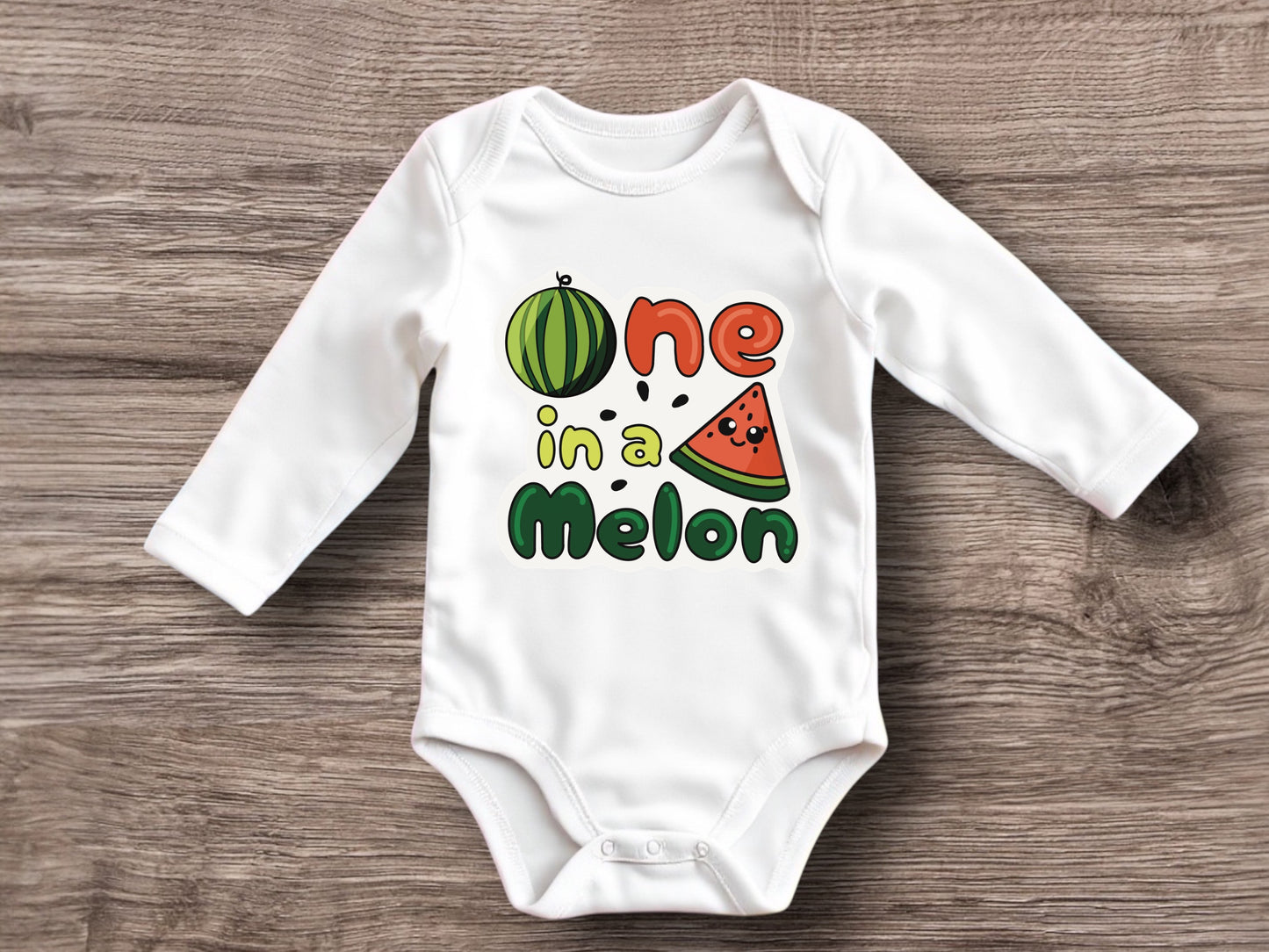 One in a melon onesie - gender neutral fruit baby clothes - fruit themed baby shower gift idea