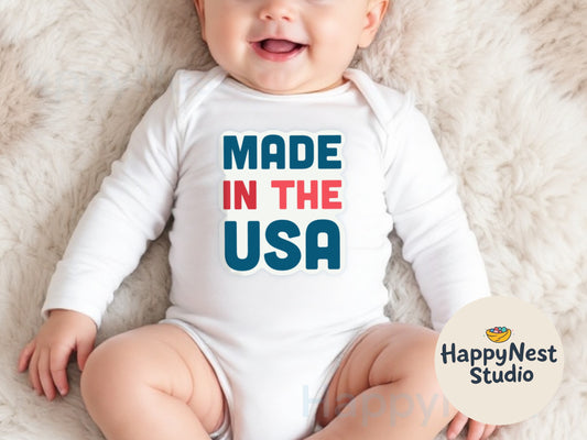 4th of July baby onesie| Made in USA onesie|baby holiday onesie| trendy 4th of july| first 4th of july|Memorial Day onesie| USA onesie