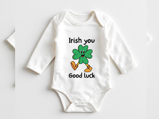 St. Patrick's Day- Irish you good luck baby onesieĀ® | March baby bodysuit| Spring baby onesieĀ®| First Saint Patrick's Day outfit