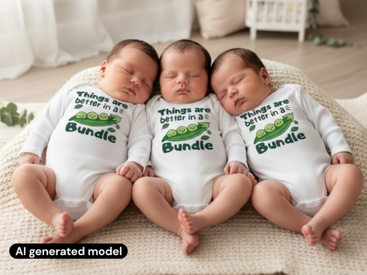 matching triplet bodysuit set Things are better in a bundle three peas in a pod