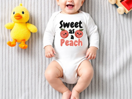 sweet as a peach baby onesie - gender neutral fruit baby clothes - fruit themed baby shower gift idea