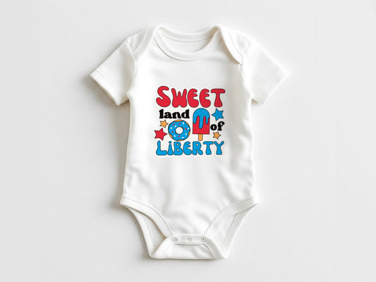 Sweet land of liberty onesie| little firecracker onesie| 4th of July baby onesie| first 4th of july| toddler 4th of July| USA onesie