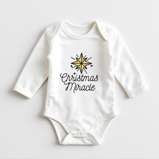 Christmas Miracle Baby Onesie ā White Long Sleeve Bodysuit ā First Christmas Outfit for Baby ā Holiday Baby Clothes ā Newborn Christmas Gift