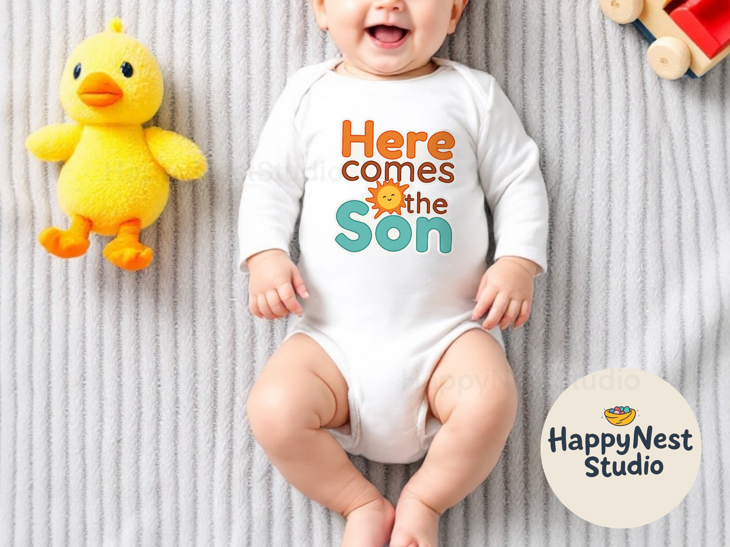 Newborn baby boy bodysuits set- boy baby shower gift set - here comes the sun