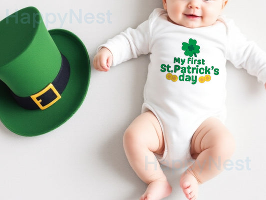 My first St. Patrick's Day baby onesie® | March baby bodysuit| Spring baby onesie®| First Saint Patrick's Day outfit