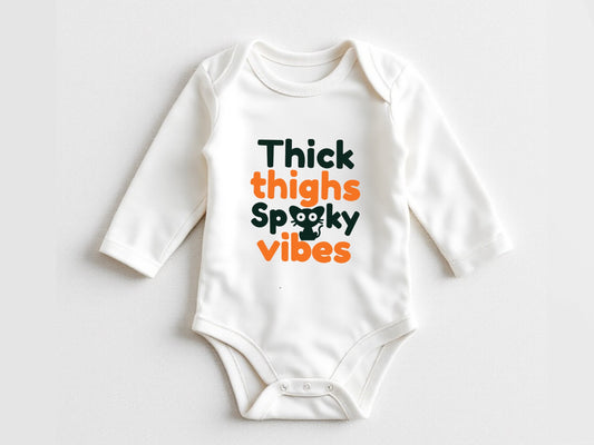 Thick thighs spooky vibes onesie® - funny Halloween baby onesie with long sleeves