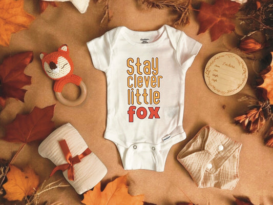 Cute Fox Baby Shower Gift Box | Affordable Christmas Baby Bundle - long sleeve fox themed baby romper- gender neutral woodland creature baby outfit - fall themed baby shower gift idea