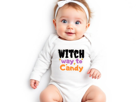 Halloween baby onesie| witch way to candy| wizard onesie| halloween baby onesie| baby first Halloween| spooky baby| October baby