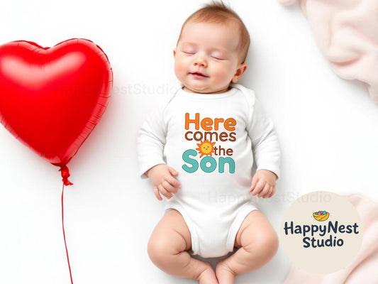Newborn baby boy bodysuits set- boy baby shower gift set - here comes the sun
