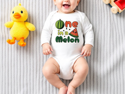 One in a melon onesie - gender neutral fruit baby clothes - fruit themed baby shower gift idea