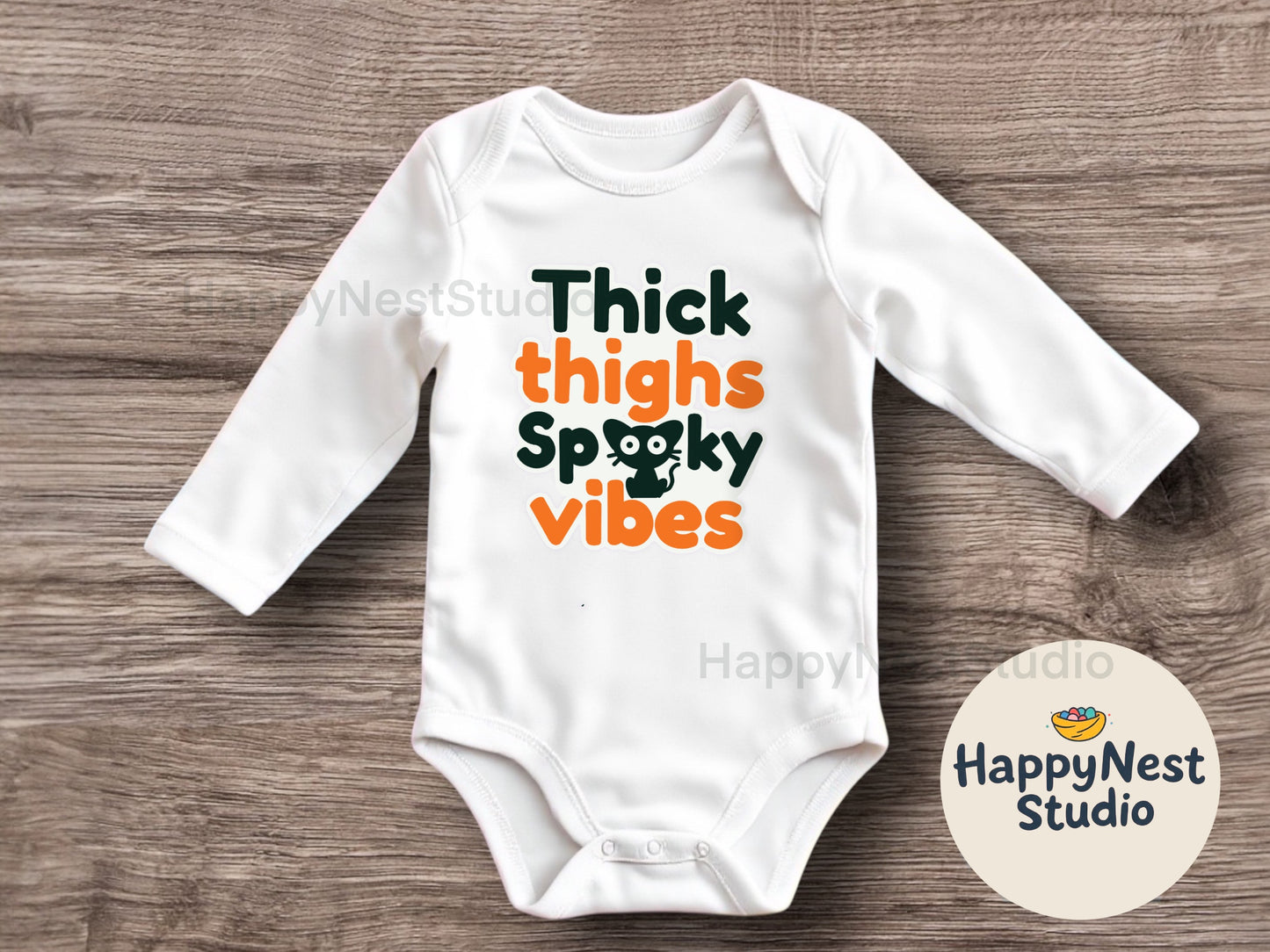Thick thighs spooky vibes onesie® - funny Halloween baby onesie with long sleeves