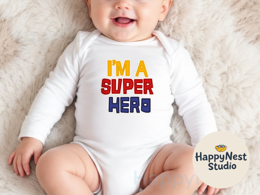 I’m super hero Baby onesie® | baby boy on the way| cowboy on the way| western baby shower | baby bodysuit |comic book| happyneststudio