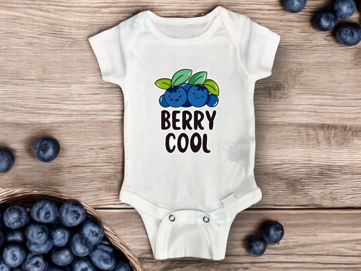 funny strawberry and blueberry baby romper set - berry cute and berry cool matching baby bodysuits