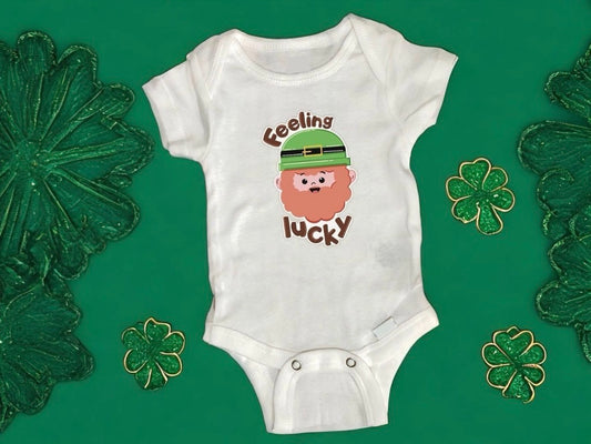 Feeling lucky baby bodysuit, Saint patty, Saint paddy, Irish newborns 