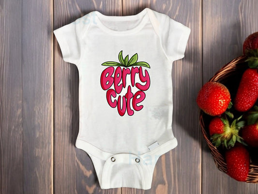 Berry cute onesie®|Strawberry baby bodysuit| Berry first birthday | Berry theme baby shower gift | baby bodysuit| happyNestStudio