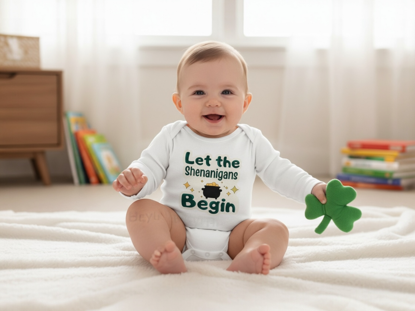 St. Patrick's Day- Let the Shenanigans Begin baby onesie® | March baby bodysuit| Spring baby onesie®| First Saint Patrick's Day outfit