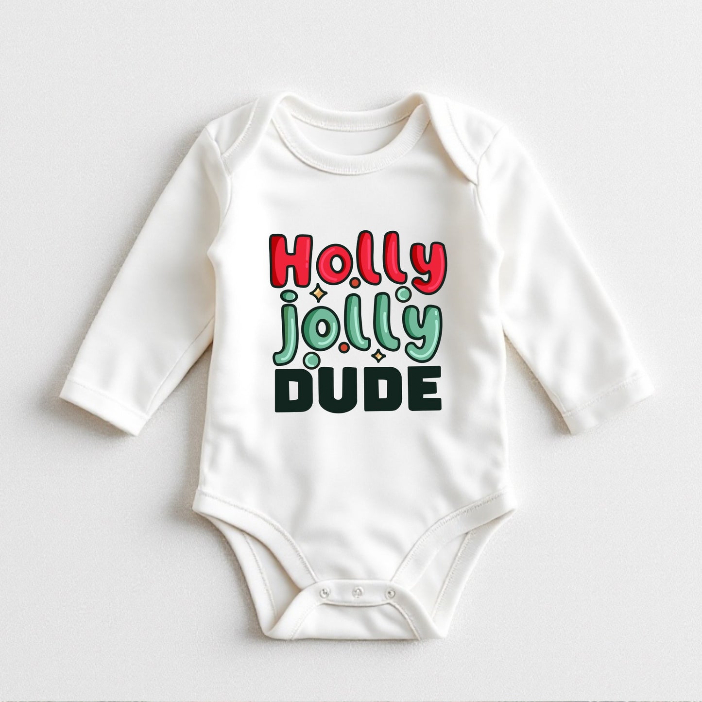 Holly jolly dude Christmas baby boy bodysuit
