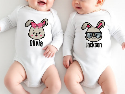 Personalized Easter baby onesie®| Easter egg hunt| Easter bunny onesie® | Bunny bodysuit| spring Easter