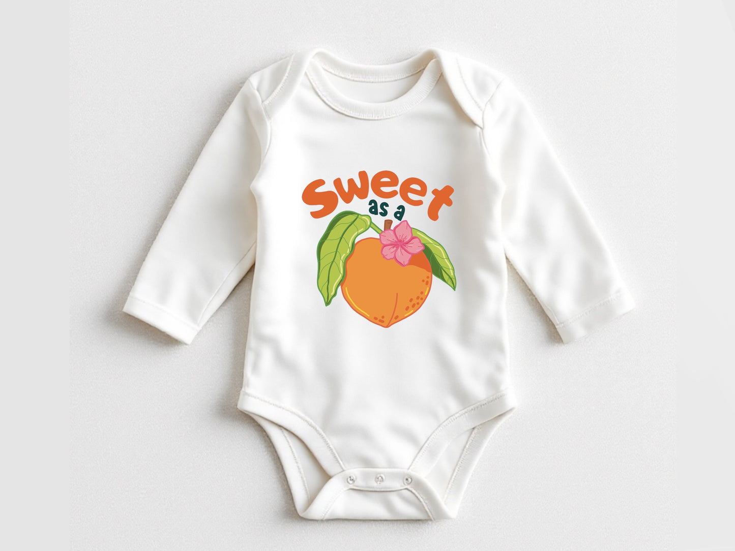 sweet as a peach baby onesie - gender neutral fruit baby clothes - fruit themed baby shower gift idea