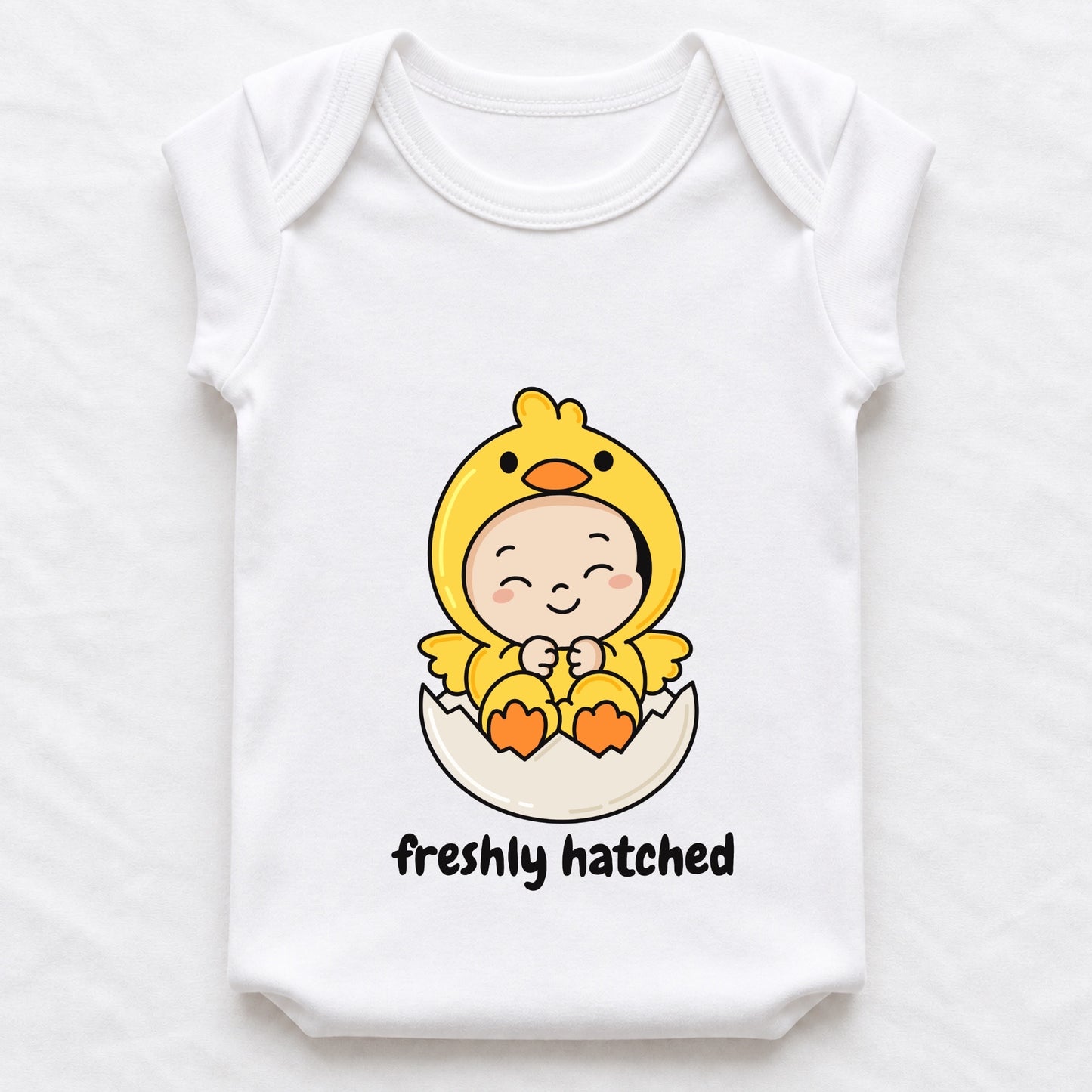 Freshly Hatched Baby Bodysuit | Cute Chick Newborn Coming Home Outfit | Gender Neutral New Baby Gift