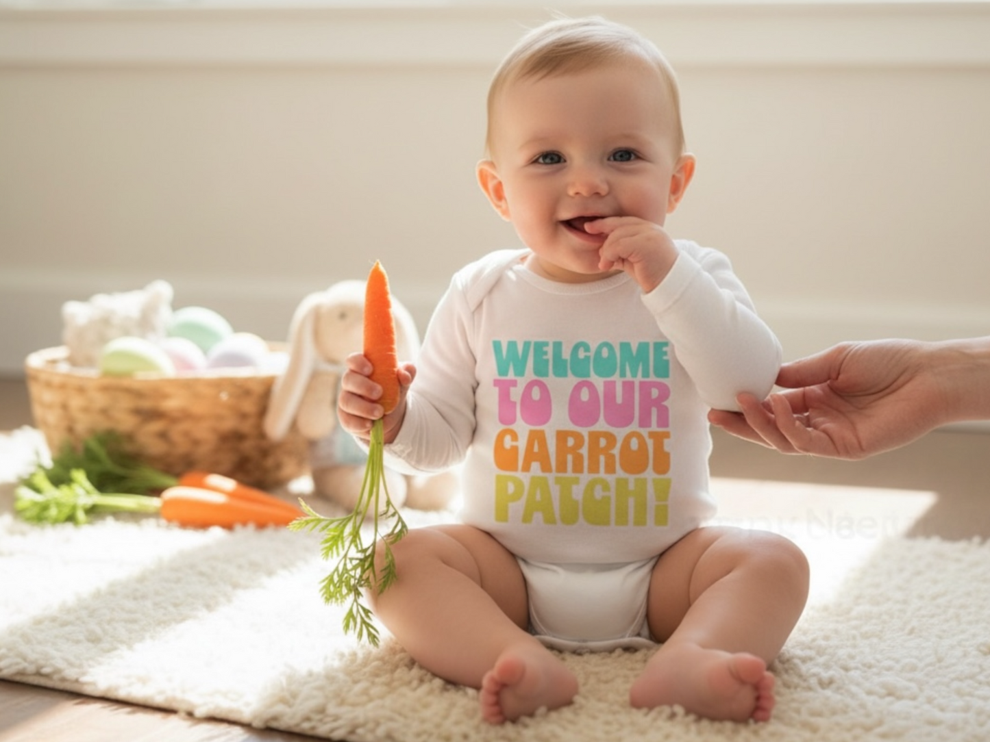 Easter baby onesie®|Welcome to our carrot patch| Easter bunny onesie® | Bunny bodysuit