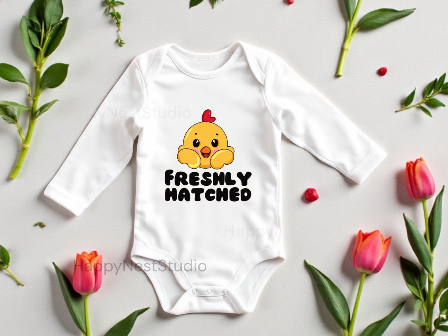 Easter baby onesie®| Freshly Hatched| Easter chick onesie® | Bunny bodysuit