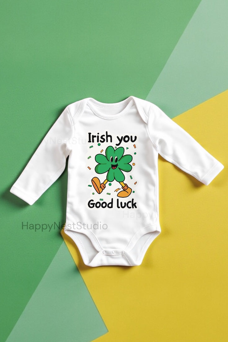 St. Patrick's Day- Irish you good luck baby onesie® | March baby bodysuit| Spring baby onesie®| First Saint Patrick's Day outfit