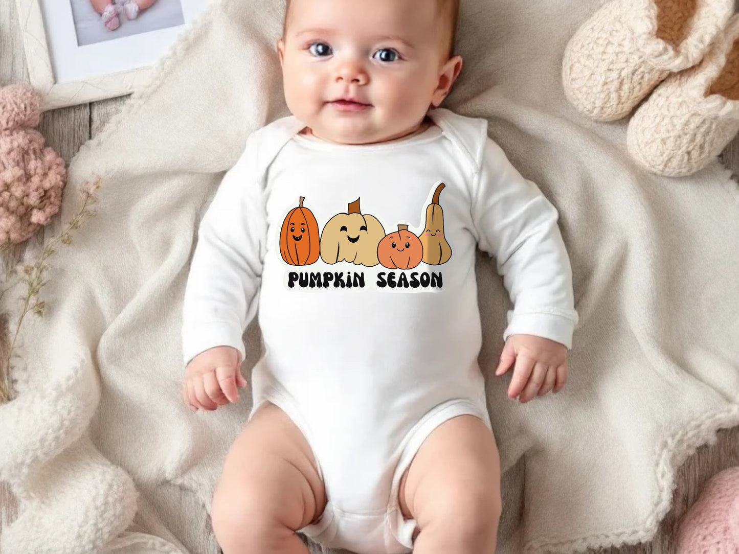 Pumpkin season newborn onesie® - cute baby outfit for October photo shoot - cozy baby bodysuit for fall and Halloween