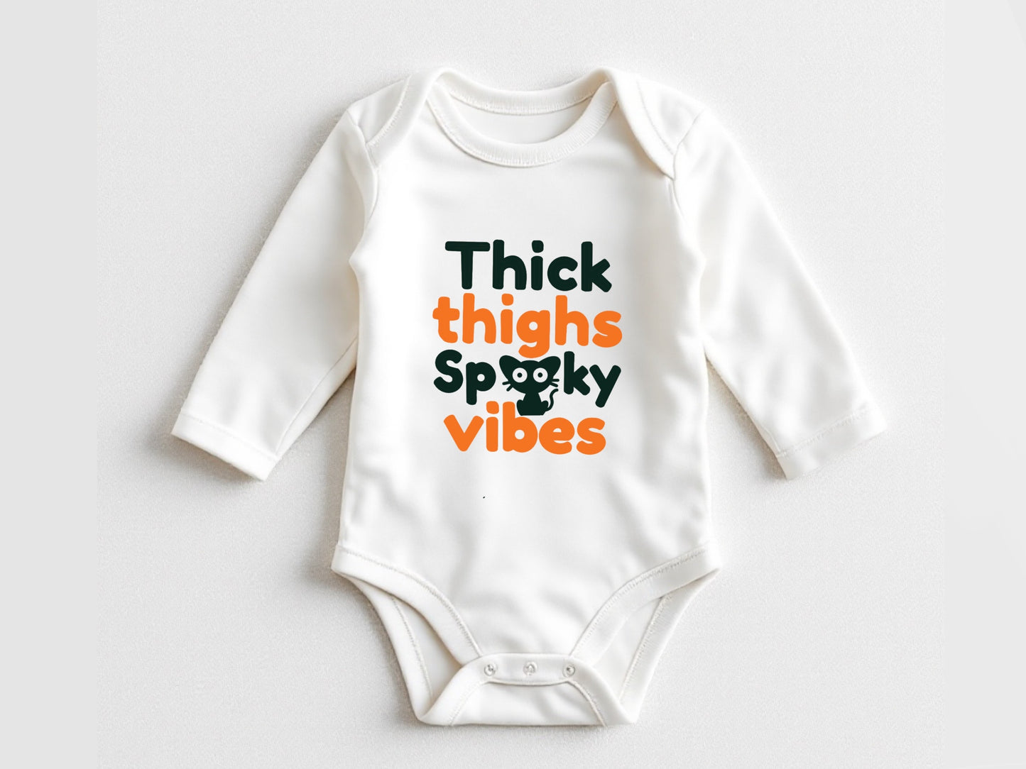 Thick thighs spooky vibes onesie® - funny Halloween baby onesie with long sleeves