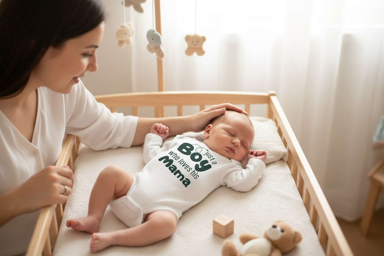 Just a Boy Who Loves His Mama Onesie : Cute Baby Boy Outfit, Newborn Mama’s Boy Bodysuit