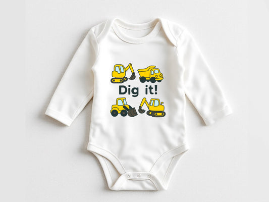 Construction baby bodysuit first birthday baby boy outfit