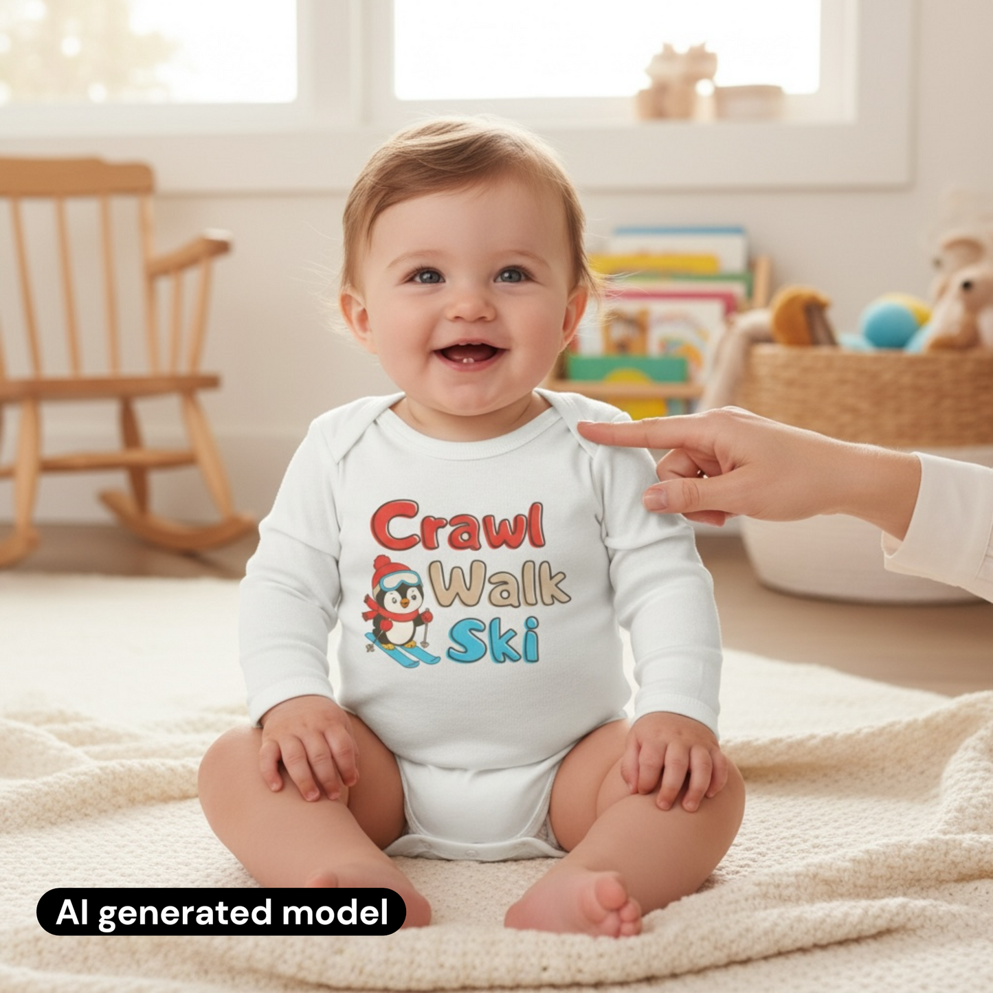 Crawl walk ski baby winter bodysuit