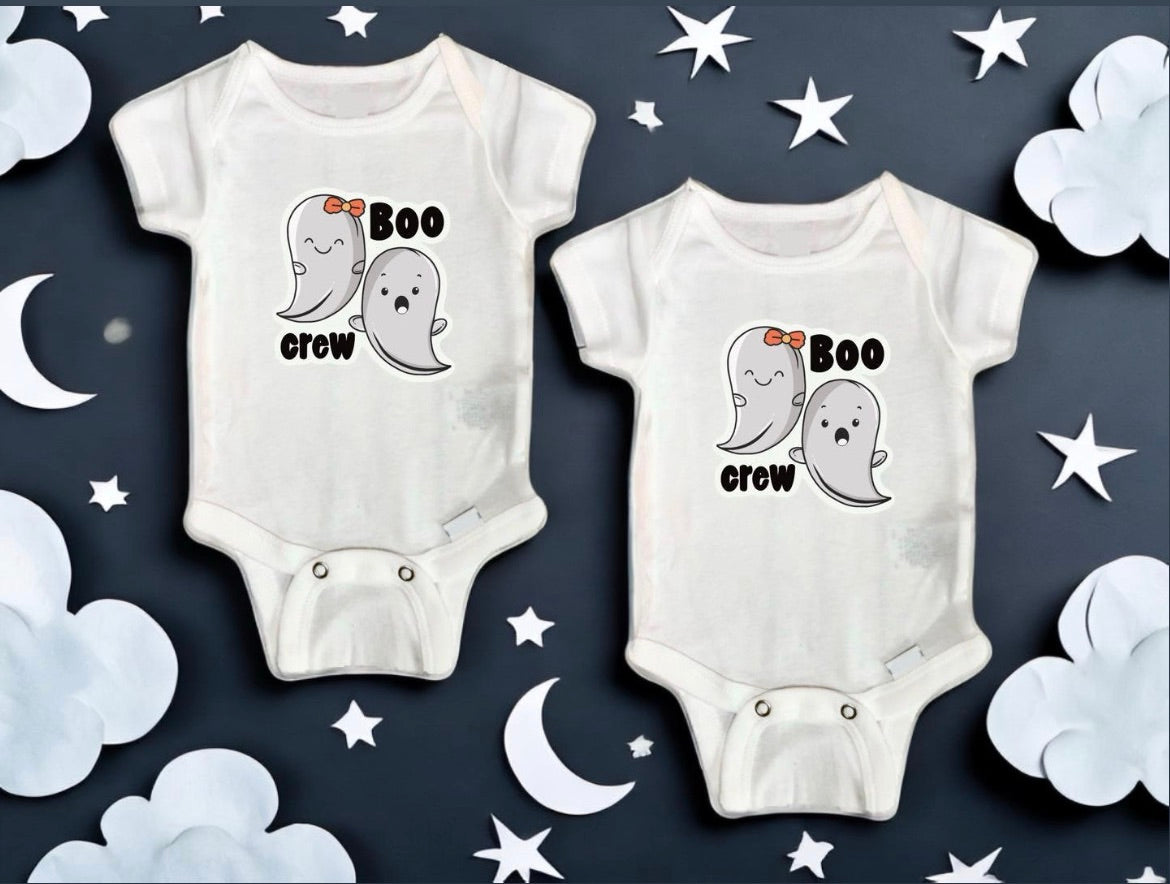 Boo-tiful Halloween baby bodysuit, cute ghost baby outfit for Halloween, first Halloween baby bodysuit, twins Halloween outfit, trick or treat outfit