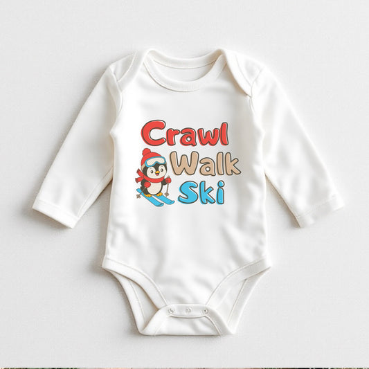 Crawl walk ski baby winter bodysuit
