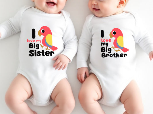 I love my big brother | I love my big sister | sibling announcement bodysuits