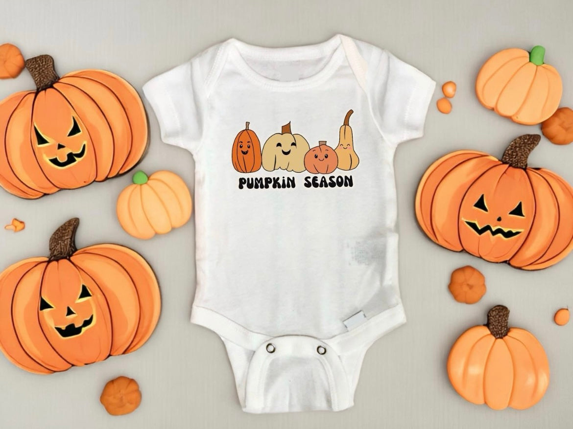 Pumpkin season newborn onesie® - cute baby outfit for October photo shoot - cozy baby bodysuit for fall and Halloween