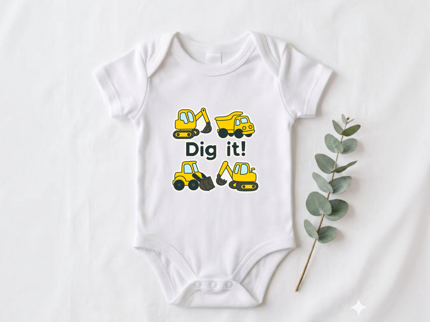 Construction baby bodysuit first birthday baby boy outfit