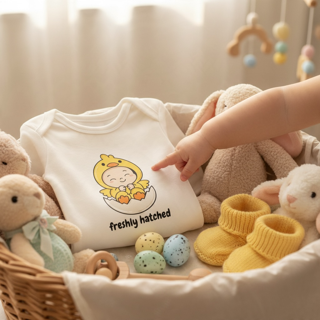 Freshly Hatched Baby Bodysuit | Cute Chick Newborn Coming Home Outfit | Gender Neutral New Baby Gift