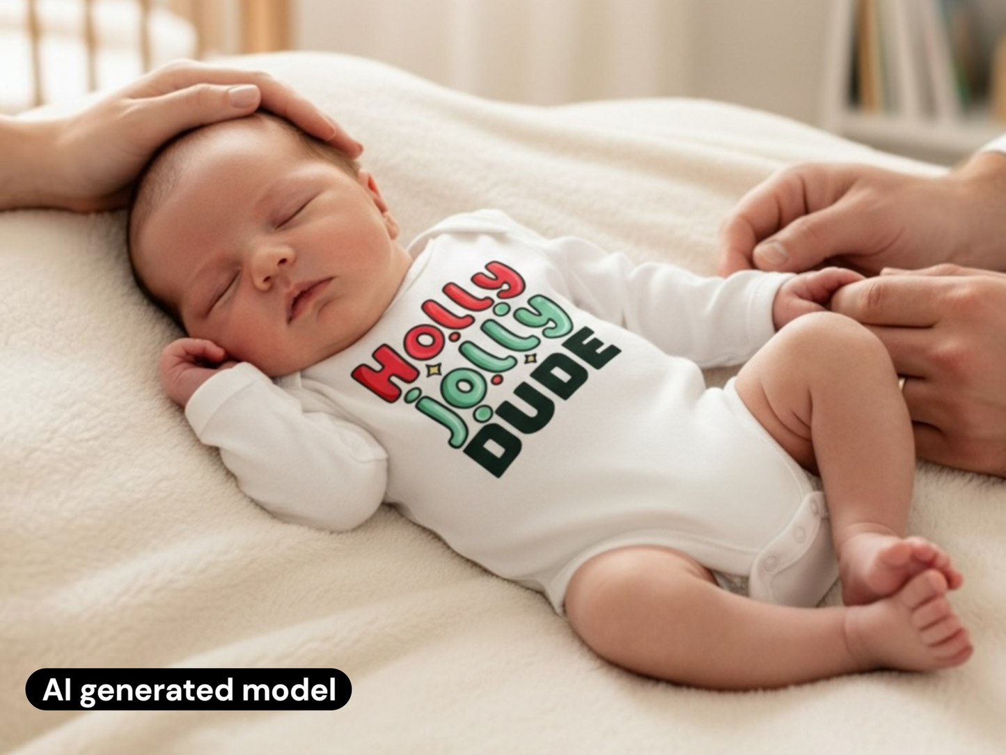 Holly jolly dude Christmas baby boy bodysuit