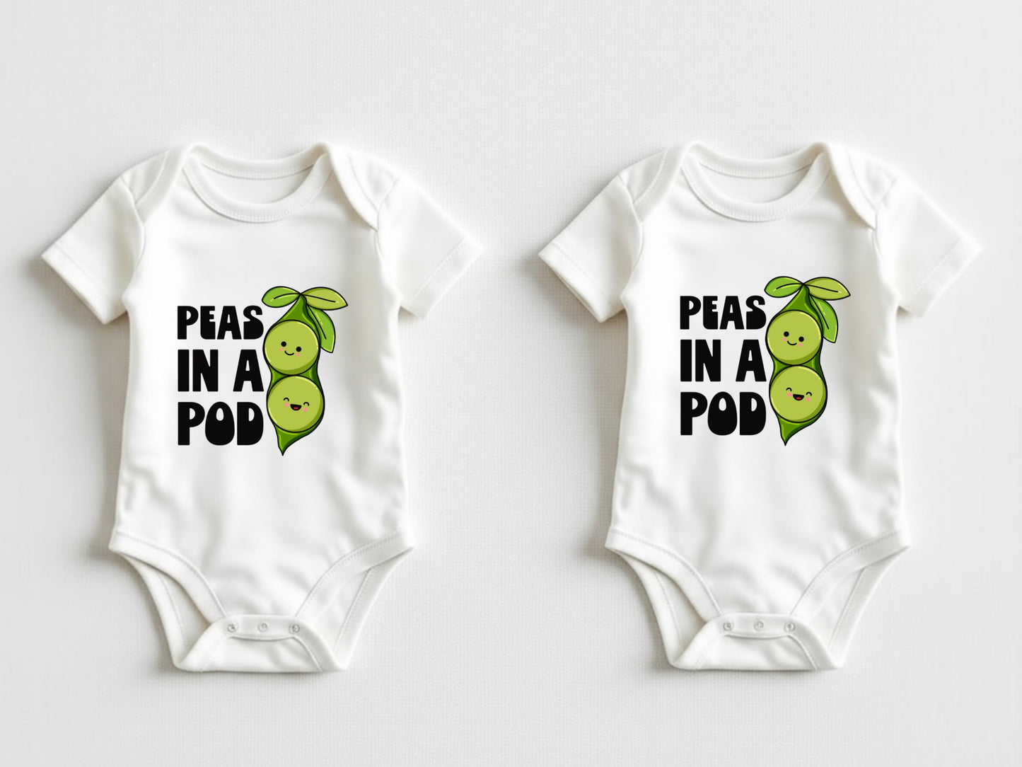 two peas in a pod Twin onesie® - twin baby onesies set - cute twin baby shower gift- white cotton baby bodysuits for twins -
