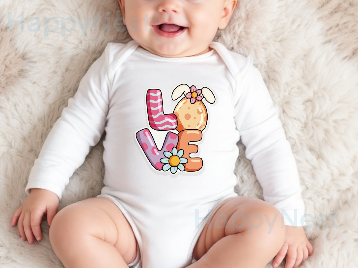 Love Easter baby onesie®| Easter egg hunt| Easter bunny onesie® | Bunny bodysuit| Retro Easter