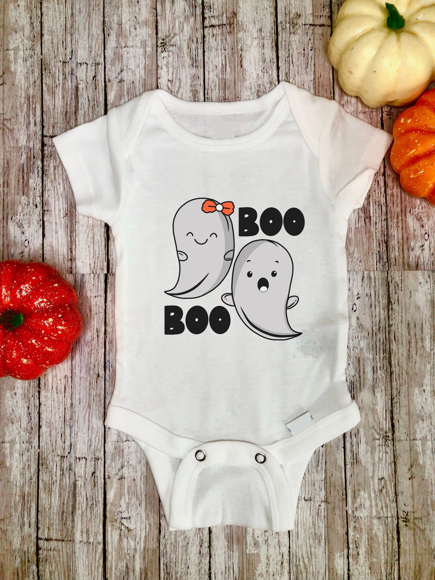 Happy Halloween Twins Bodysuit | Boo-tiful Ghost Design | Baby's First Halloween