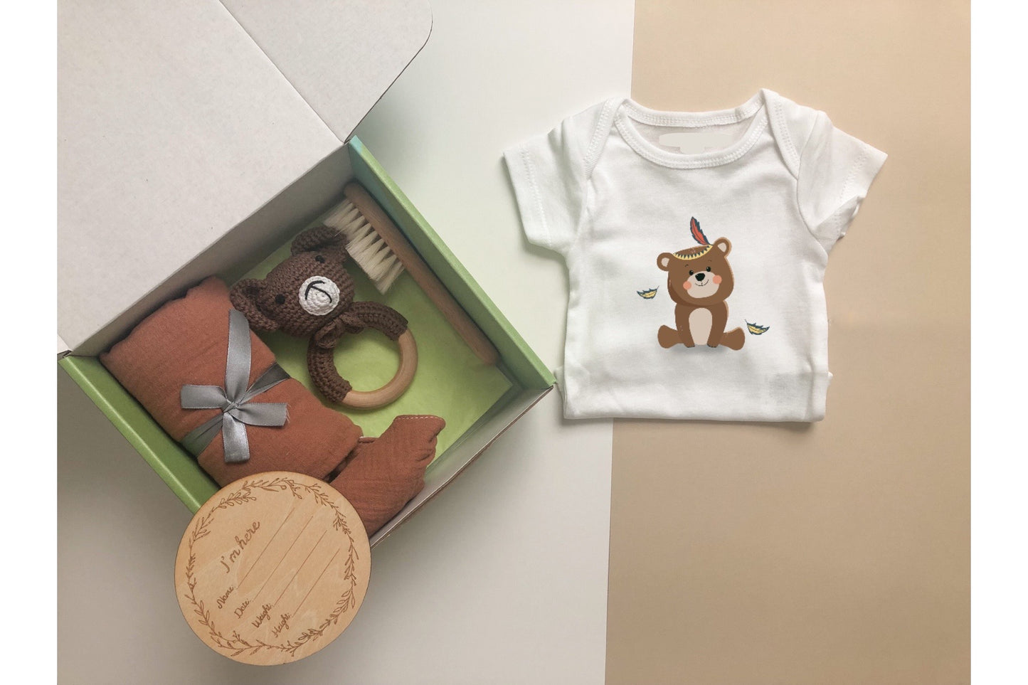 Teddy bear Gift box| Newborn baby shower gift| baby boy gift set